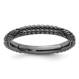 Sterling Silver Stackable Expressions Ruthenium-Plated Patterned Ring - QSK1560