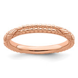 Sterling Silver Stackable Expressions Rose Gold-Tone Patterned Ring - QSK1563