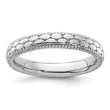 Sterling Silver Stackable Expressions Rhodium-Plated Patterned Ring - QSK1566