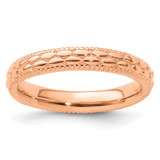 Sterling Silver Stackable Expressions Rose Gold-Tone Patterned Ring - QSK1568