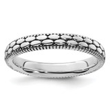 Sterling Silver Stackable Expressions Antiqued Patterned Ring - QSK1569