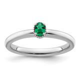 Sterling Silver Stackable Expressions Lab-Created Emerald Single Stone Ring - QSK1571