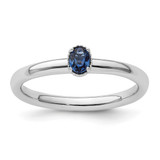 Sterling Silver Stackable Expressions Lab-Created Sapphire Single Stone Ring - QSK1572