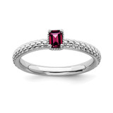Sterling Silver Stackable Expressions Lab-Created Ruby Single Stone Ring - QSK1579