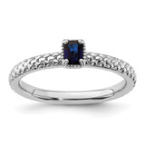 Sterling Silver Stackable Expressions Lab-Created Sapphire Single Stone Ring - QSK1581
