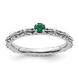 Sterling Silver Stackable Expressions Lab-Created Emerald Single Stone Ring - QSK1589