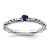 Sterling Silver Stackable Expressions Lab-Created Sapphire Single Stone Ring - QSK1590