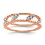 Sterling Silver Stackable Expressions Rose Gold-Plated 0.036ct Diamond Jacket Ring