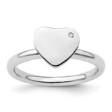 Sterling Silver Stackable Expressions Rhodium-Plated Heart 0.01ct Diamond Ring
