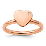 Sterling Silver Stackable Expressions Rose Gold-Tone Heart 0.01ct Diamond Ring