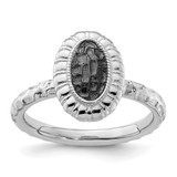 Sterling Silver Stackable Expressions Ruthenium-Plated Oval Ring