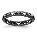 Sterling Silver Stackable Expressions Black-Plated Carved Ring - QSK1612