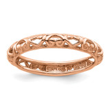 Sterling Silver Stackable Expressions Pink-Plated Carved Ring - QSK1613