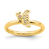 Sterling Silver Stackable Expressions Gold-Tone Butterfly with 0.015ct Diamond Ring