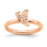 Sterling Silver Stackable Expressions Pink-Plated Butterfly with 0.015ct Diamond Ring