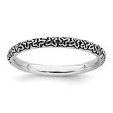 Sterling Silver Stackable Expressions Antiqued Ring - QSK1651