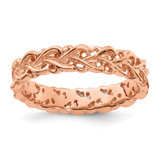 Sterling Silver Stackable Expressions Pink-Plated Carved Ring - QSK1667