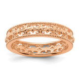 Sterling Silver Stackable Expressions Pink-Plated Carved Band Ring - QSK1670