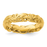 Sterling Silver Stackable Expressions Gold-Plated Carved Band Ring - QSK1672