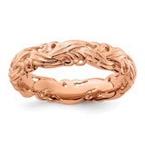 Sterling Silver Stackable Expressions Pink-Plated Carved Band Ring - QSK1673