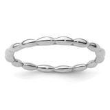 Sterling Silver Stackable Expressions Rhodium-Plated -Plated Rice Bead Ring, 1.5 mm