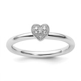 Sterling Silver Stackable Expressions Polished 0.005ct Diamond Heart Ring