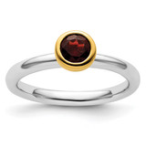 Sterling Silver Stackable Expressions with Gold-Plated Garnet Ring - QSK1875