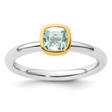 Sterling Silver Stackable Expressions with Gold-Plate Aquamarine Ring - QSK1889