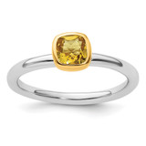 Sterling Silver Stackable Expressions with Gold-Plated Citrine Ring