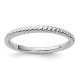 Sterling Silver Stackable Expressions Rhodium-Plated Twisted Ring, 2.25 mm