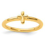 Sterling Silver Stackable Expressions Gold-Tone Cross Ring, 2.25 mm