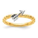 Sterling Silver Stackable Expressions Gold & Rhodium-Plated-Plate Arrow Ring, 2.24 mm