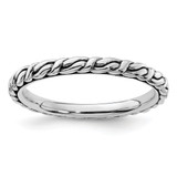 Sterling Silver Stackable Expressions Antiqued Patterned Ring, 2.58 mm