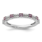 Sterling Silver Stackable Expressions Amethyst & 0.108ct Diamond Ring, 2.55 mm