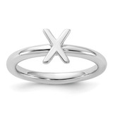 Sterling Silver Stackable Expressions Rhodium-Plated X Ring, 2.5 mm, 7.75 mm Top Length, 5.85 mm Top Width