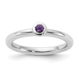 Sterling Silver Stackable Expressions Rhodium-Plated Amethyst Ring, 2.3 mm
