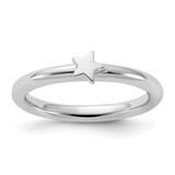 Sterling Silver Stackable Expressions Rhodium-Plated Star Ring, 2.5 mm