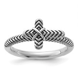 Sterling Silver Stackable Expressions Oxidized and Textured Cross Ring, 2.25 mm