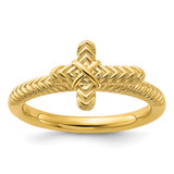 Sterling Silver Stackable Expressions Gold-Tone Textured Cross Ring, 2.25 mm