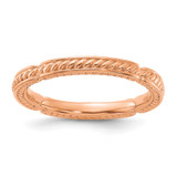Sterling Silver Stackable Expressions Rose Gold-Tone Textured Ring, 2.5 mm