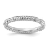 Sterling Silver Stackable Expressions Rhodium-Plated Textured Ring, 2.5 mm