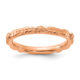 Sterling Silver Stackable Expressions Rose Gold-Tone Textured Flowers Ring, 2.5 mm