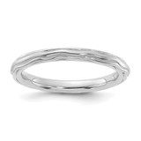 Sterling Silver Stackable Expressions Rhodium-Plated Wave Design Ring, 2.5 mm