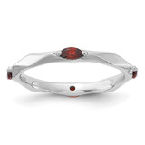 Sterling Silver Stackable Expressions Rhodium-Plated Garnet Ring, 2.5 mm