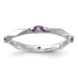 Sterling Silver Stackable Expressions Rhodium-Plated Amethyst Ring, 2.5 mm