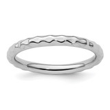 Sterling Silver Stackable Expressions Rhodium-Plated Hammered Ring, 2.25 mm
