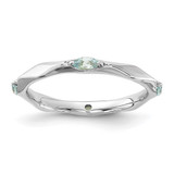 Sterling Silver Stackable Expressions Rhodium-Plated Aquamarine Ring, 2.5 mm