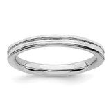 Sterling Silver Stackable Expressions Rhodium-Plated Grooved Ring, 2.25 mm