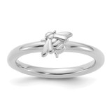 Sterling Silver Stackable Expressions Rhodium-Plated Bee Ring, 2.5 mm