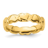 Sterling Silver Stackable Expressions Gold-Tone Hearts Ring, 4.25 mm